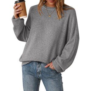 Women's Fashion Casual Gray Sweaters Tops Style Wool Outfits Blend Crewneck